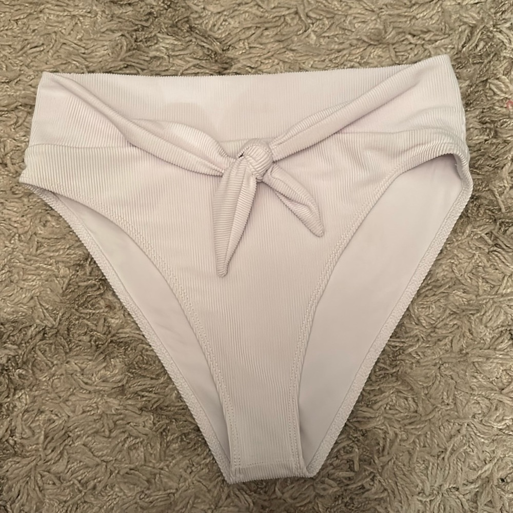 Beach Riot white ribbed Emma bottom Large